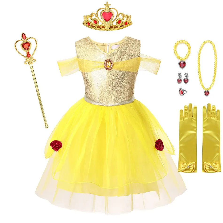 Dress B2 Нарядное платье Белоснежки для девочек; детское летнее Очаровательное платье Анны, Рапунцель, Золушки, Авроры, русалки; праздничный костюм на Хэллоуин - Цвет: Dress B2