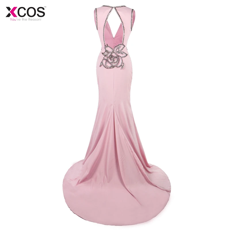 Robe de Soiree настоящая фотография Розовый Русалка без рукавов вечерние платья