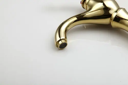 Мониte золотистый латунный Смеситель для раковины с одной ручкой|Смесители