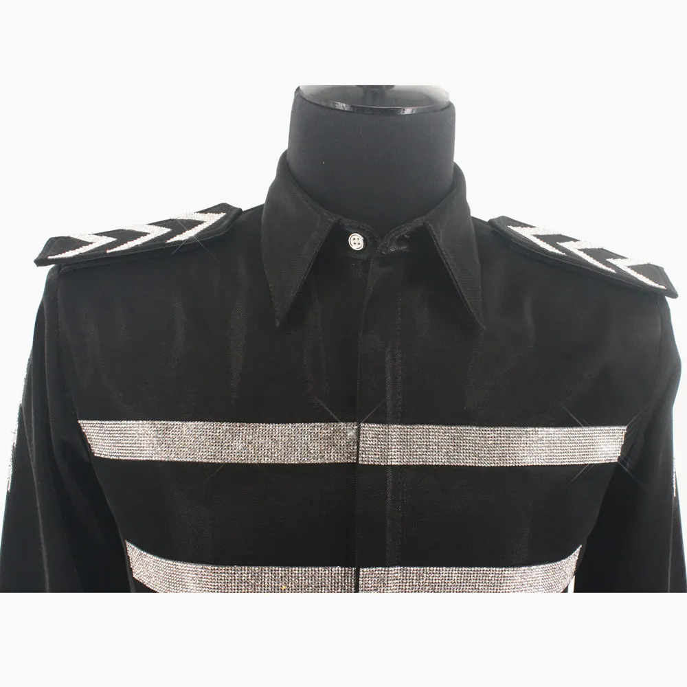 Мужская рубашка в стиле милитрей ретро из 100% хлопка с кристаллами ручной работы MJ