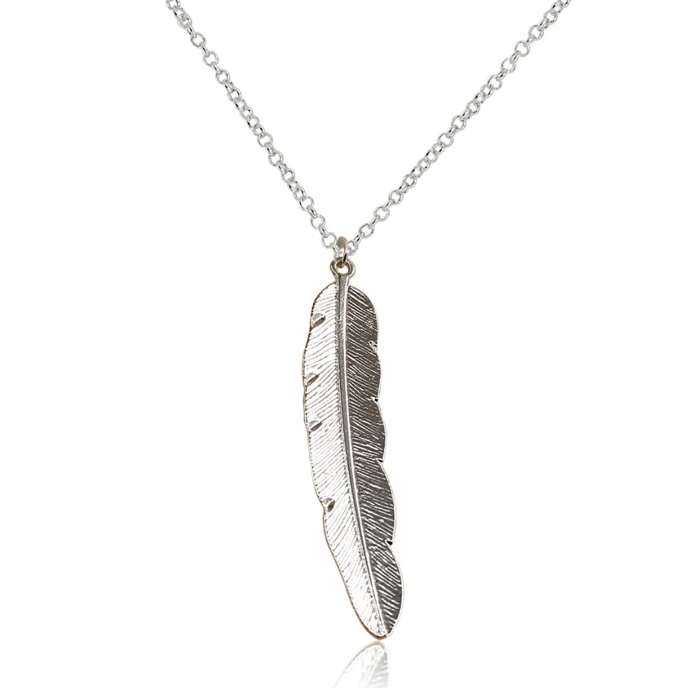 Женское колье с подвеской в виде листа|feather necklace|long chainnecklace leaf |