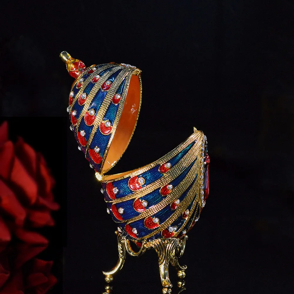 QIFU Новое поступление красивое яйцо Faberge с павлином коробочки-безделушки для