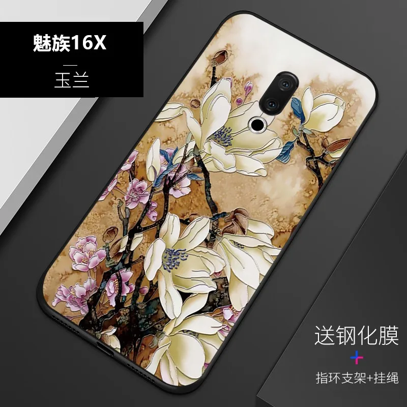 Embossed vintage East Asian Chinese Japanese style case For Meizu 16x 16 X Snow Mountain Decree Crane cover | Мобильные телефоны и