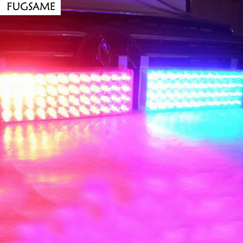 

FUGSAME Car Yellow White Blue Red 2x48 LED Strobe Flash Warning EMS Police Light Flashing Firemen Lights 2*48LED Automatic