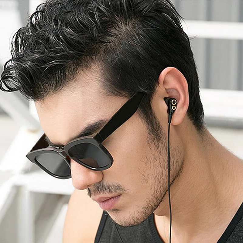 Rukz DT6 двойной динамический Динамик Hi-Fi наушники с микрофоном для XIAOMI смартфон в
