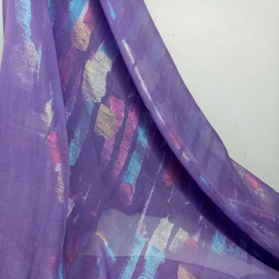 Purple Шифоновая ткань, бронзовая Струящаяся ткань, блестящая ткань, бронзовая ткань для костюмированной вечеринки, 1 м/лот - Цвет: Purple
