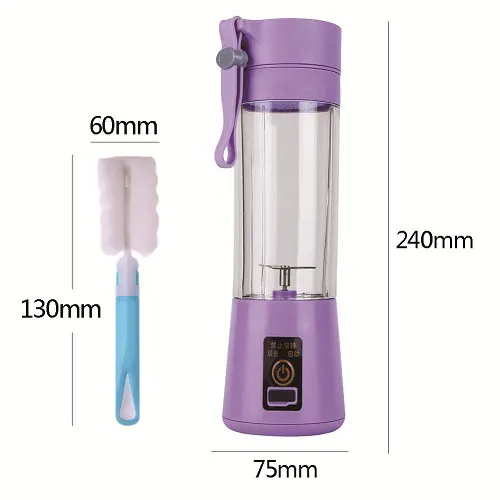 purple with brush 380 мл 2/4/Сменные кассеты-6 шт. Handhels соковыжималка бутылка Портативный Мини USB Электрический фруктов соковыжималка для цитрусовых соковыжималка для лимона блендер соковыжималка развёртки машина - Цвет: purple with brush