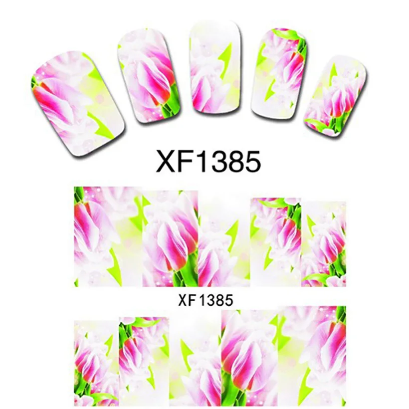 50 листов красочный цветок горячий дизайн водяные знаки наклейки для ногтей