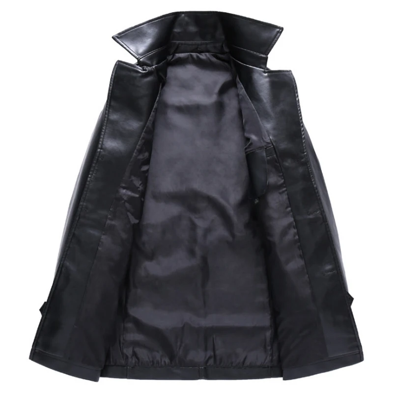 Мужская Осенняя кожаная куртка Повседневная Длинная мотоциклетная в британском