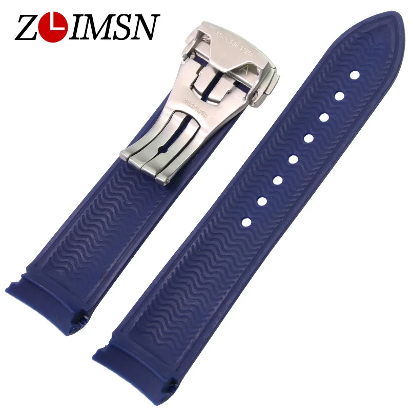 ZLIMSN Rubber Silicone Watch Bands For Omega Seamaster Ocean 232 Folding Buckle Strap Brand Watchband Sports 22mm