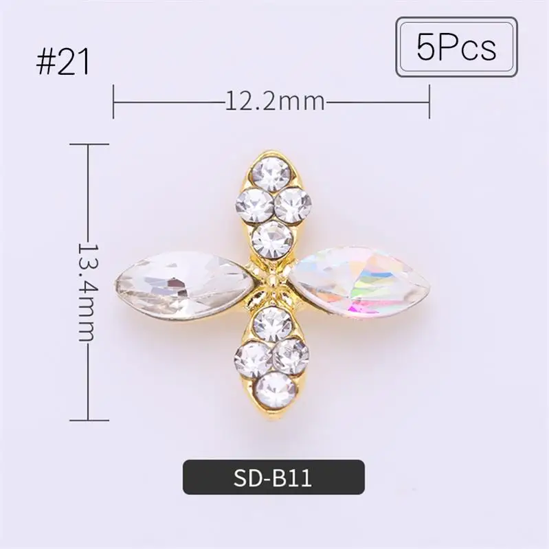 5pcs pattern-21 5 шт./упак. смешанный шаблон для ногтей Стразы с металлизированными украшениями, с заклепками Голубой AB Цвет ногтей аксессуары 3D самодельные Украшения для ногтей - Цвет: 5pcs pattern-21