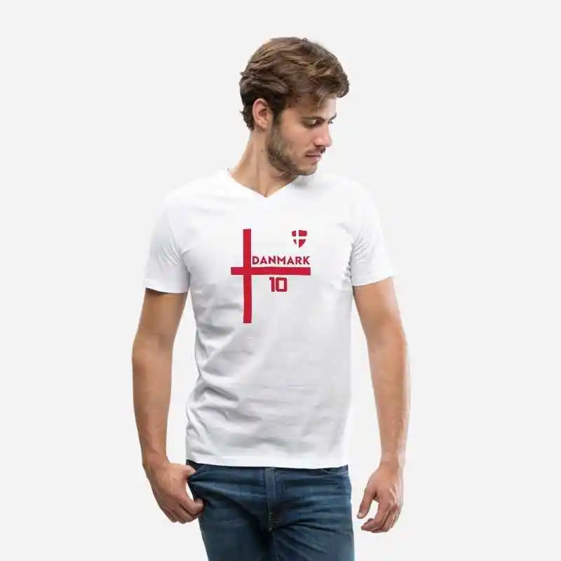 Футболка Danmark с принтом по индивидуальному заказу дышащая хлопковая V-образным