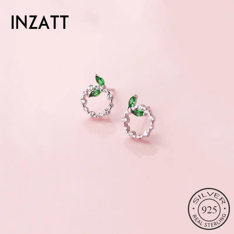 

Женские круглые серьги-пусеты INZATT, из серебра 925 пробы с цирконием и кристаллами, цвета розового золота, модные ювелирные изделия, аксессуар...