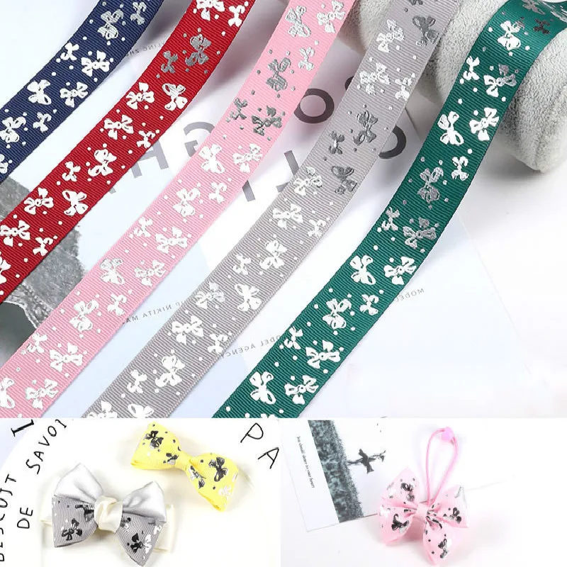Лента Grosgrain 1 дюйм 25 мм (1 метр) с принтом бабочек односторонняя для украшения