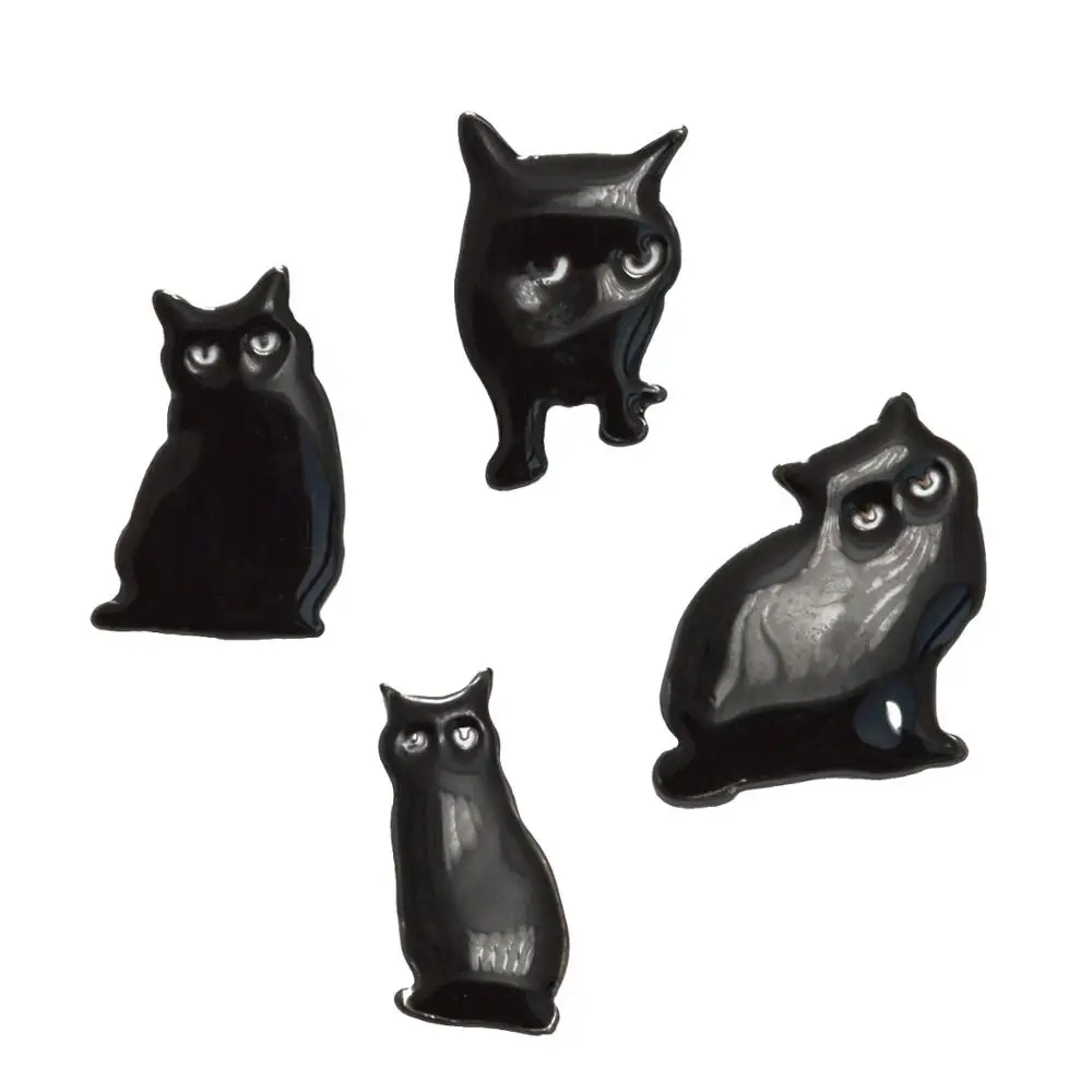 (4 шт./компл.) 2016 Новый дизайн сезона прекрасный черной эмалью эпоксидной Cat и броши
