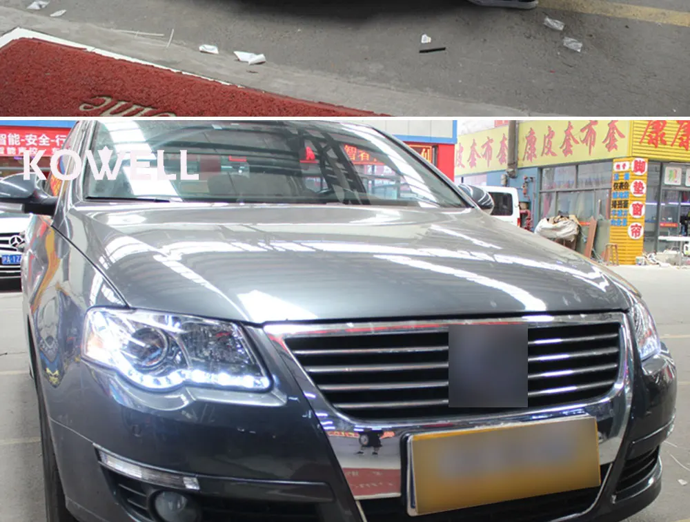 KOWELL автомобильный Стайлинг для VW Passat фары 2005-2009 для Passat фары светодиодные DRL передние Биксеноновые линзы двойной луч HID комплект