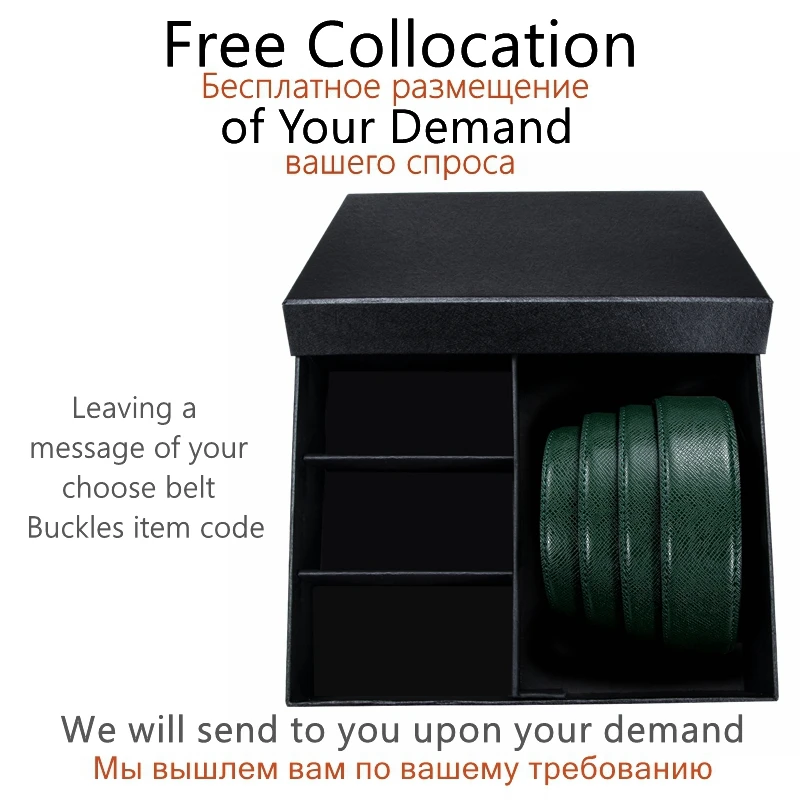 Free Collocation-DMI PT-0010 Barry. Wang, автоматическая пряжка, натуральная кожа, роскошный зеленый ремень для мужчин, 110-130 см, длинная Пряжка из сплава, мужской ремень, Подарочная коробка, наборы - Цвет: Free Collocation-DMI