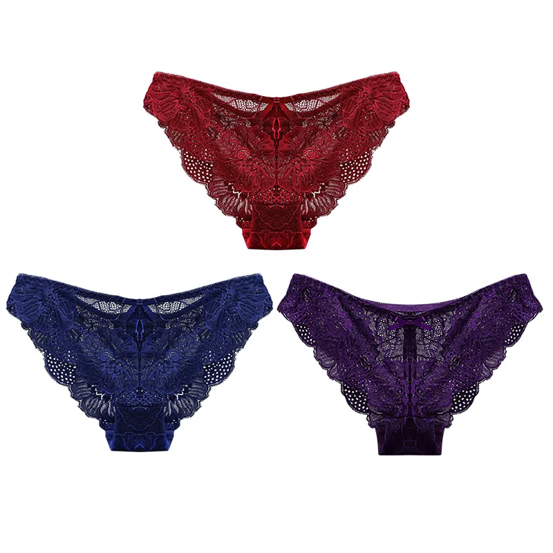 F 3pcs 3 шт., трусики из хлопка с кружевами, нижнее белье, сексуальные трусики для женщин, бесшовные трусики с низкой посадкой, Соблазнительные трусики, трусы# D - Цвет: F 3pcs