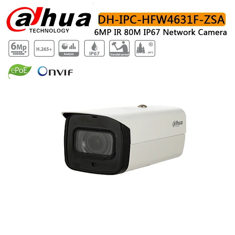 Dahua IPC HFW4631F ZSA Пуля IP Камера 6MP ИК 60 м H.265 H.264 POE 2 7 мм ~ 13 5 моторизованные зум объектив