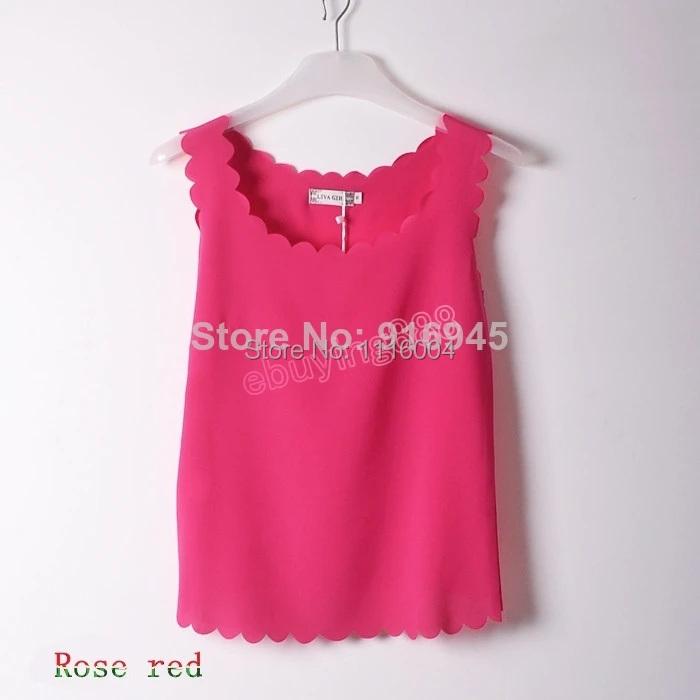 DHL 2014 New styles shirt candy colored chiffon petals wavy edge fashion tank tops women vest 50pcs | Женская одежда