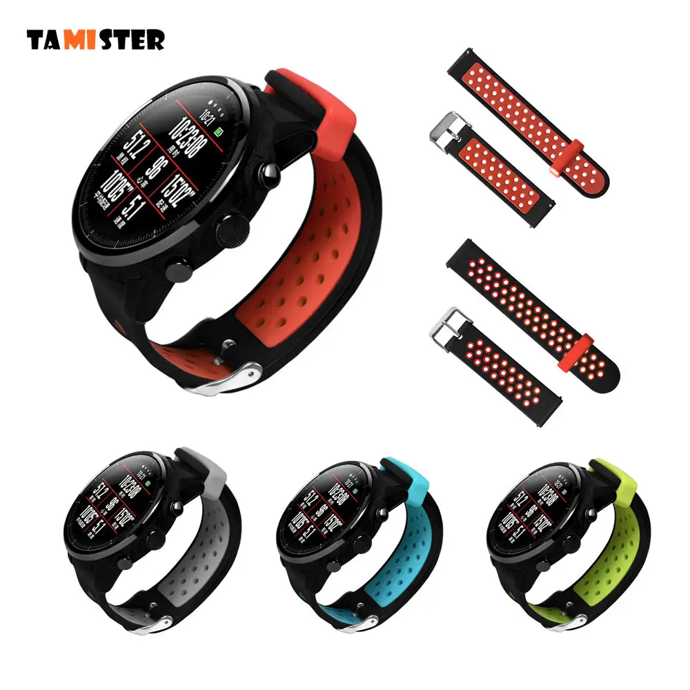 Силиконовый ремешок для Xiaomi Huami Amazfit Stratos/Pace замена Смарт-часы ремешок спортивный браслет для samsung Galaxy Watch 46 мм