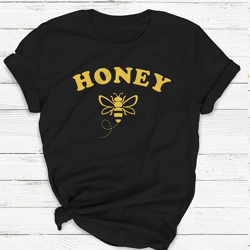 

Honey Bees Gift Printed T-Shirt Stylish Casual Summer Cotton Graphic Tee Bees Vintage Grunge Aesthetic Bees Camisetas quote shir