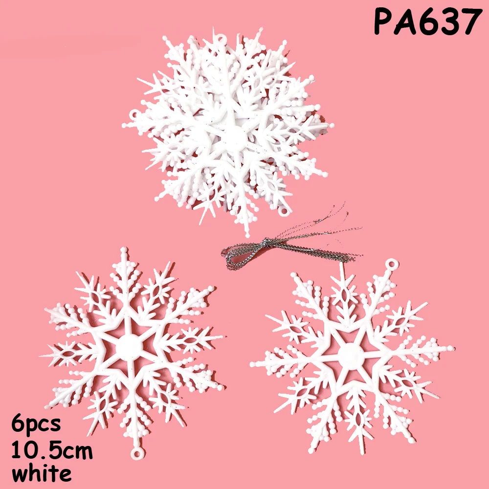 PA637 white 6 шт./компл. к требованиям заказчика; сверкающие; блестящая Снежинка рождественские украшения для рождественской елки вешалка гирлянда делая рождественские украшения - Цвет: PA637 white