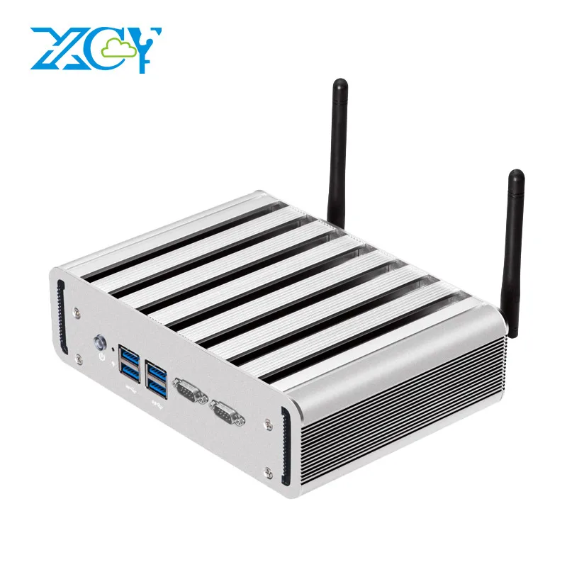 XCY Мини ПК Intel Core i3 4010U i5 4200U i7 4500U Dual LAN 2* RS232 WiFi 4* USB HDMI VGA безвентиляторный микро промышленный ПК Windows 10