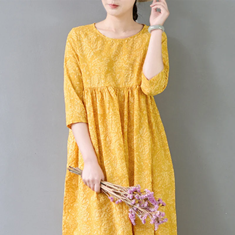 SCUWLINEN Vestidos 2019 летняя одежда для Для женщин Винтаж империи линии хлопок макси