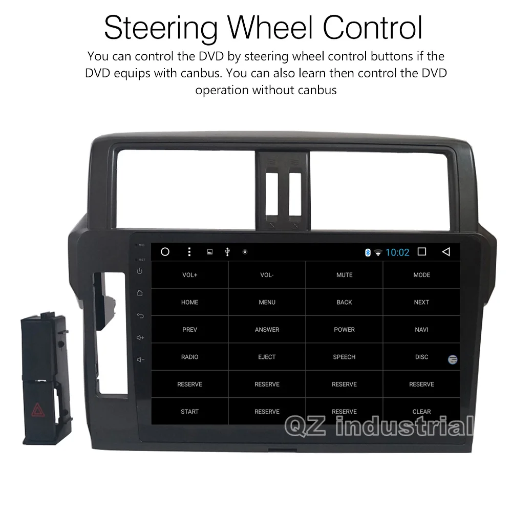 Автомобильный DVD-плеер QZ industrial HD 10.2 дюймов Android 8.1 T8 для Toyota Prado 150 LC150 2014-2016 с 3G 4G WIFI BT Navi Radio RDS.