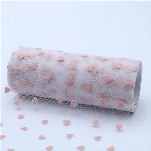light-pink В форме сердца, с блестками, тюль, рулон ткани, сделай сам, Детская душевая юбка-пачка на праздник, украшение, свадебные сувениры, подарки на день рождения, домашний декор, ткань - Цвет: light-pink