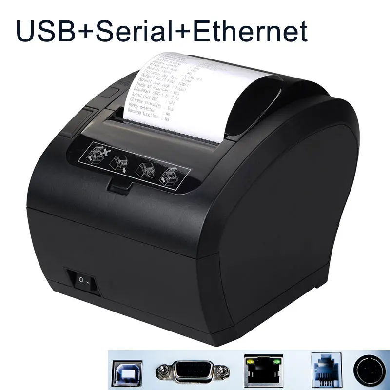 USB Serial Ethernet GZ8002 80 мм Термопринтер автоматический резак ресторан кухня POS принтер USB+ Серийный+ Ethernet Wifi Bluetooth принтер - Цвет: USB Serial Ethernet