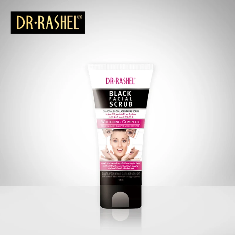 2 pcs Black Facial Scrub Exfoliating Face Cleanser Charcoal Collagen Oil Control Skin Care 100 ml DRRASHEL | Красота и здоровье