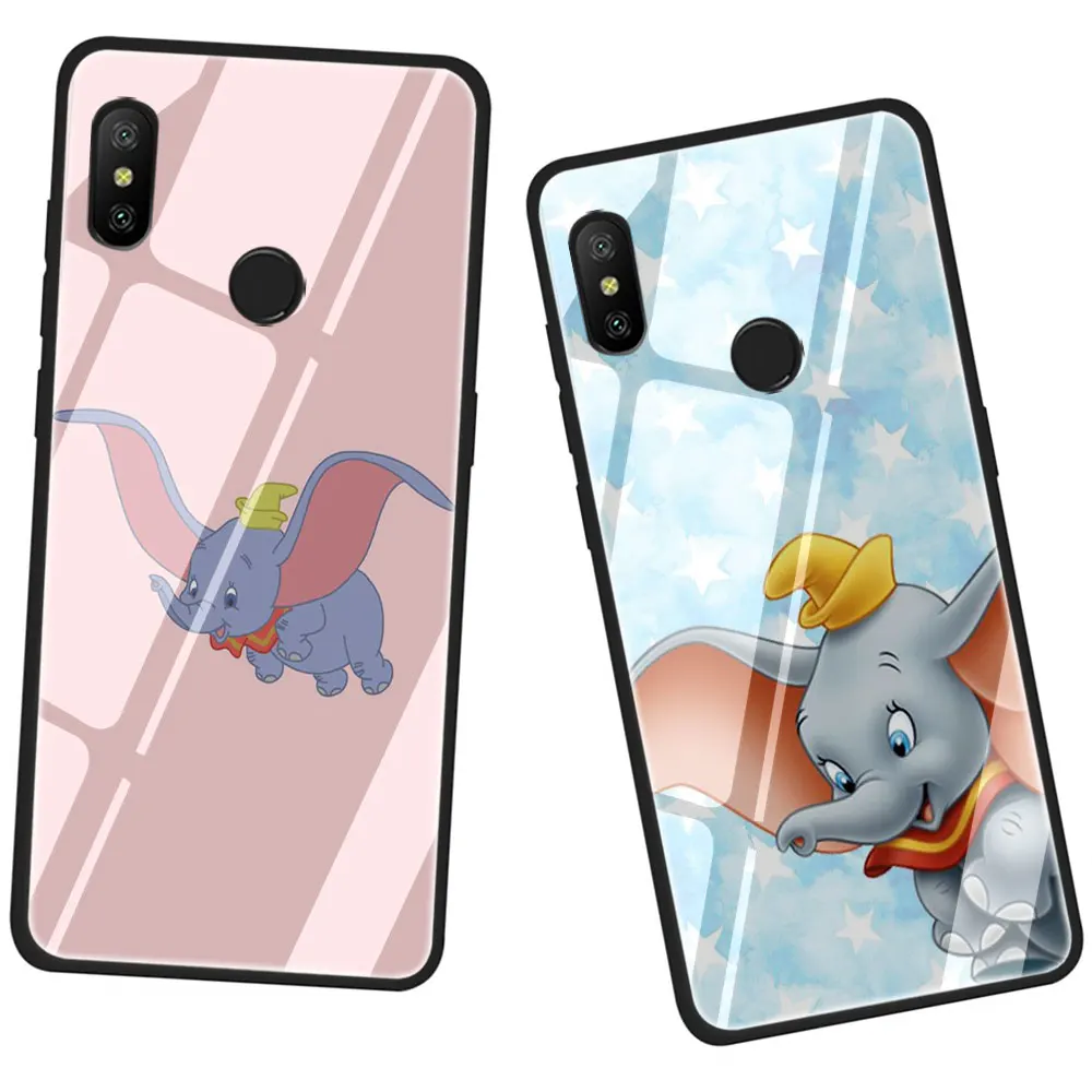 Dumbo Tempered Glass Phone Cover Case For Xiaomi Mi 8 9 Redmi 4X 6A Note 5 6 7 Pro Pocophone F1