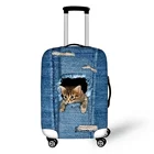 Джинсовый синий чехол для дорожного костюма с животными, кошкой, защитный чехол, 3D чехлы для багажа с собакой для 18-28 дюймов, эластичный толстый чехол для путешествий
