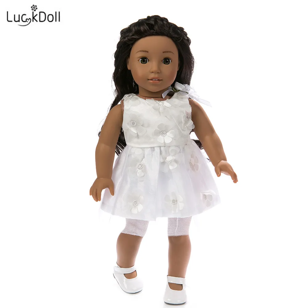 Белое платье принцессы LUCKDOLL + нижнее белье подходит для кукол 18 дюймов аксессуары