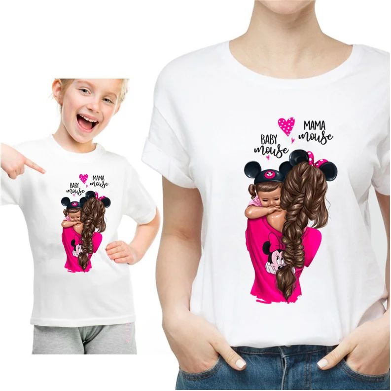Подарок на день матери белая футболка для мамы и дочки одежда родителей детей