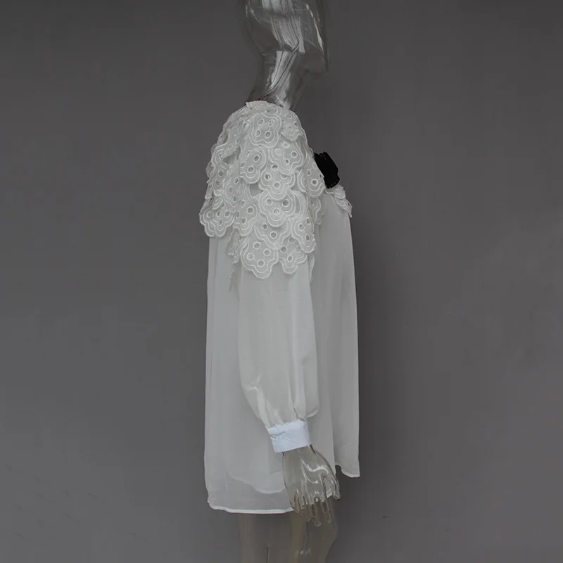 Шифоновое платье-рубашка TWOTWINSTYLE с круглым вырезом бантом длинным рукавом и