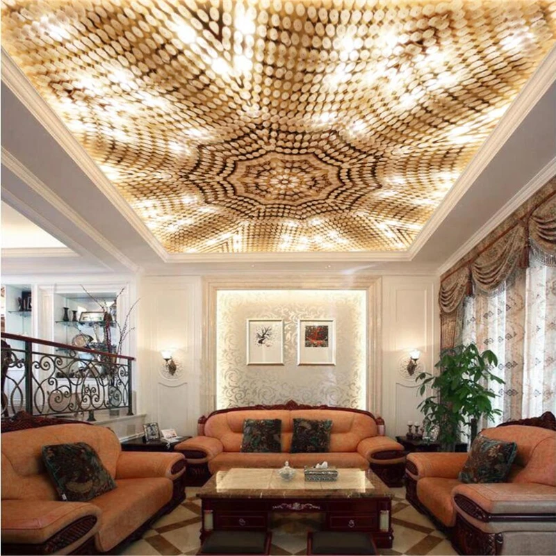 

beibehang Custom 3d Wallpaper Gold Continental Atmosphere High Style Pattern Zenith Ceiling Mural Background