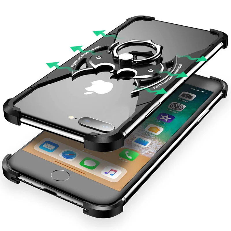 OATSBASF для iPhone 7 8 чехол летучая мышь дизайн бампер подушка безопасности металлический чехол роскошное кольцо держатель индивидуальный корпус для iPhone 7 8 Plus чехол