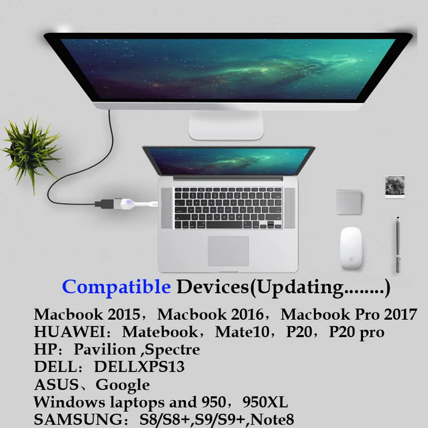 Портативная док станция USB Type c HDMI 4K HD сигнал C для MacBook Samsung Galaxy S8/S9/Note8 HUAWEI