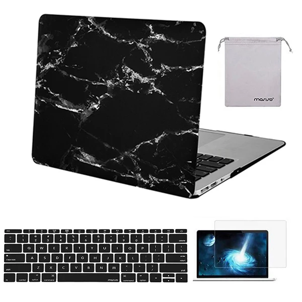 Black Marble MOSISO чехол для ноутбука Macbook Air 13 дюймов A1466 A1369 2012-+ силиконовый чехол для клавиатуры+ пленка для экрана+ сумка для хранения - Цвет: Black Marble