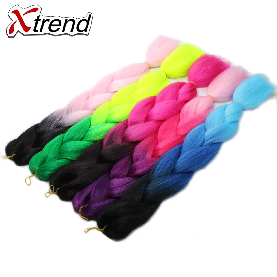 Xtrend 24 дюймов 100 г синтетические вязанные крючком Джамбо косы волоконные волосы