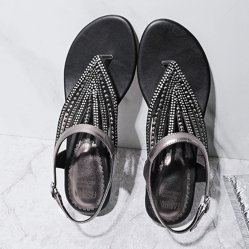 Женские вьетнамки из натуральной кожи с Т образным ремешком сандалии на плоской