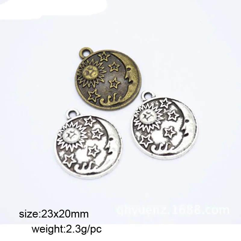 

25pcs/lot 20x23mm Vintage Silver Alloy Sun Charms Jewelry Pendant