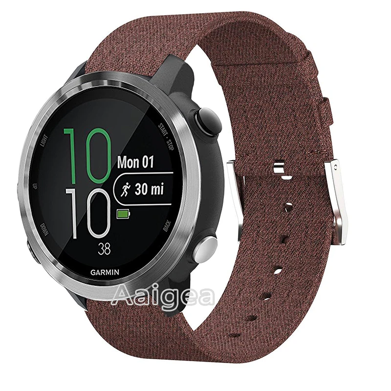 Тканый текстильный ремешок для часов Ремешок для Garmin Forerunner 645 музыка Смарт часы замена мода нейлоновый наручный ремешок 20 мм - Цвет: Коричневый