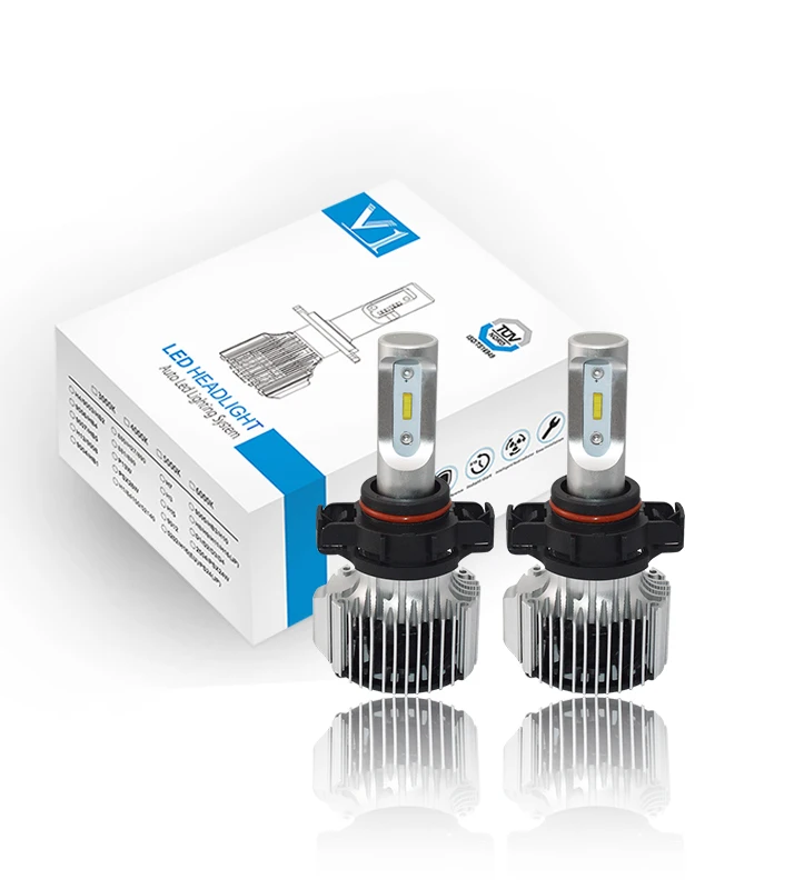 

Pair Powerful V1 H16 5202/PSX24W/5200/5201/9009 ZES Chip LED Headlight Car Bulbs Conversion Kit Cool White 6000K 80W with Canbus