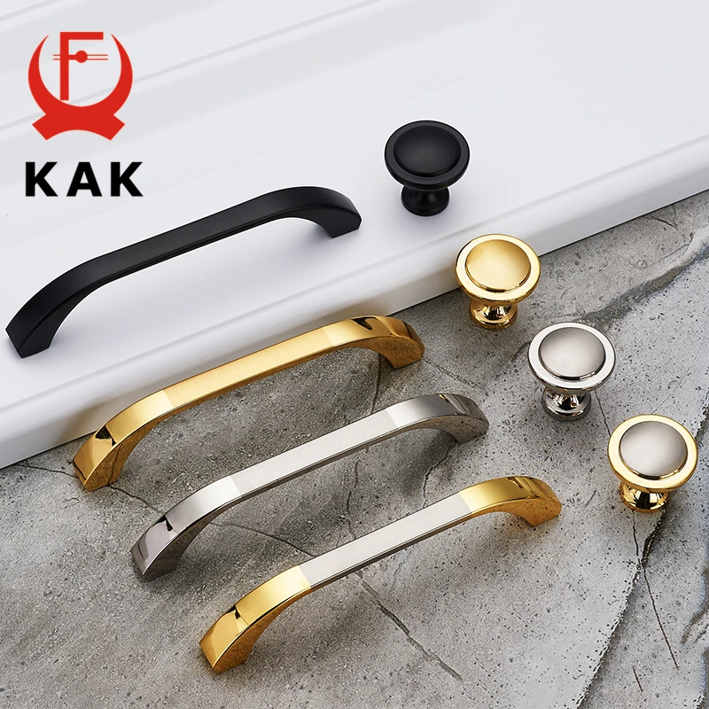 

KAK Zinc Alloy Modern Black Cabinet Handles Gold Kitchen Handles Cupboard Door Pulls Drawer Knobs Furniture Handle Hardware