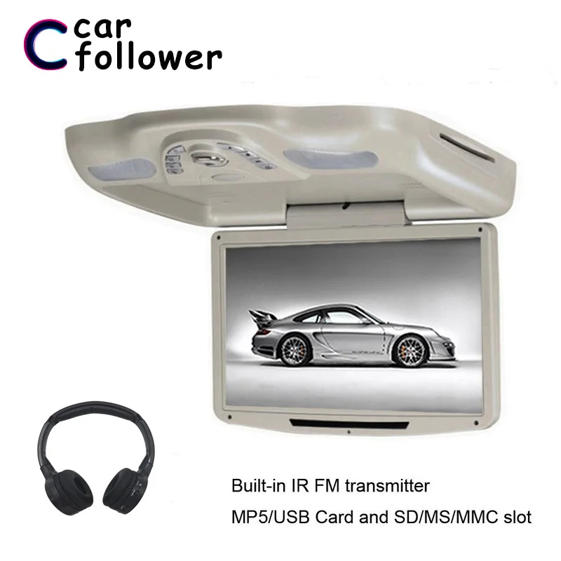 12 1 дюймовый потолочный откидной MP5 Монитор TFT lcd 128*800 dvd плеер с USB/SD/MP5/IR/FM