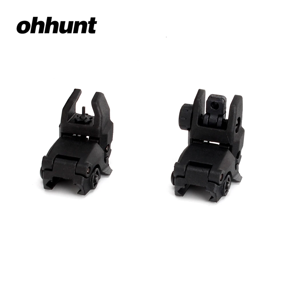 Ohhunt модель 4 AR 15 Тактический откидной передний задний прицел набор полимерных прицелов Регулировка ветра для 1913 Пикатинни поручни - Цвет: Black